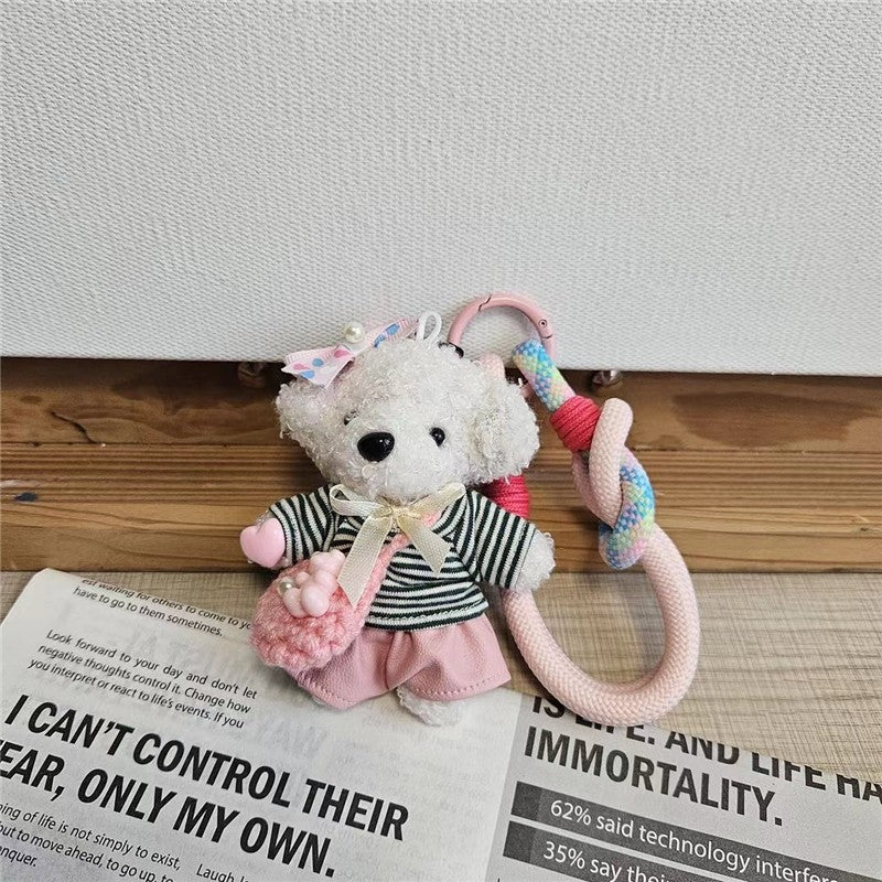 Cute Plush Teddy Bear Keychain Crossbody Bag