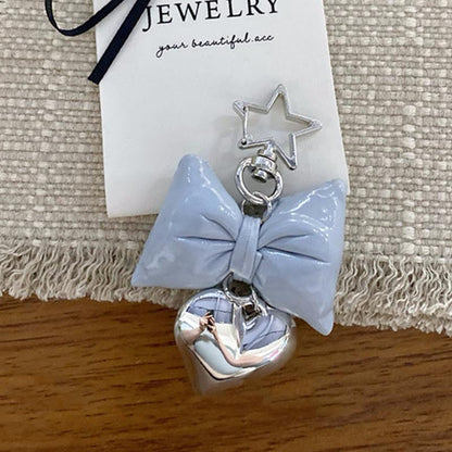 Trendy Heart Pendant Bow Bag Charm