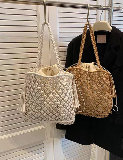 Hollow Out Tassel Woven Beach Shoulder Bag
