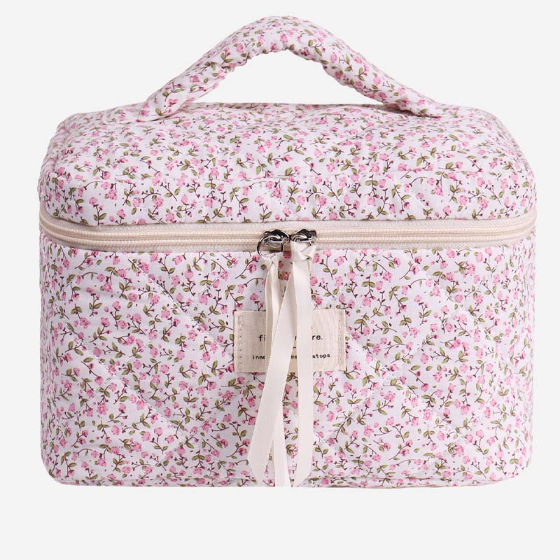 Cute Flower Print Portable Makeup Bag