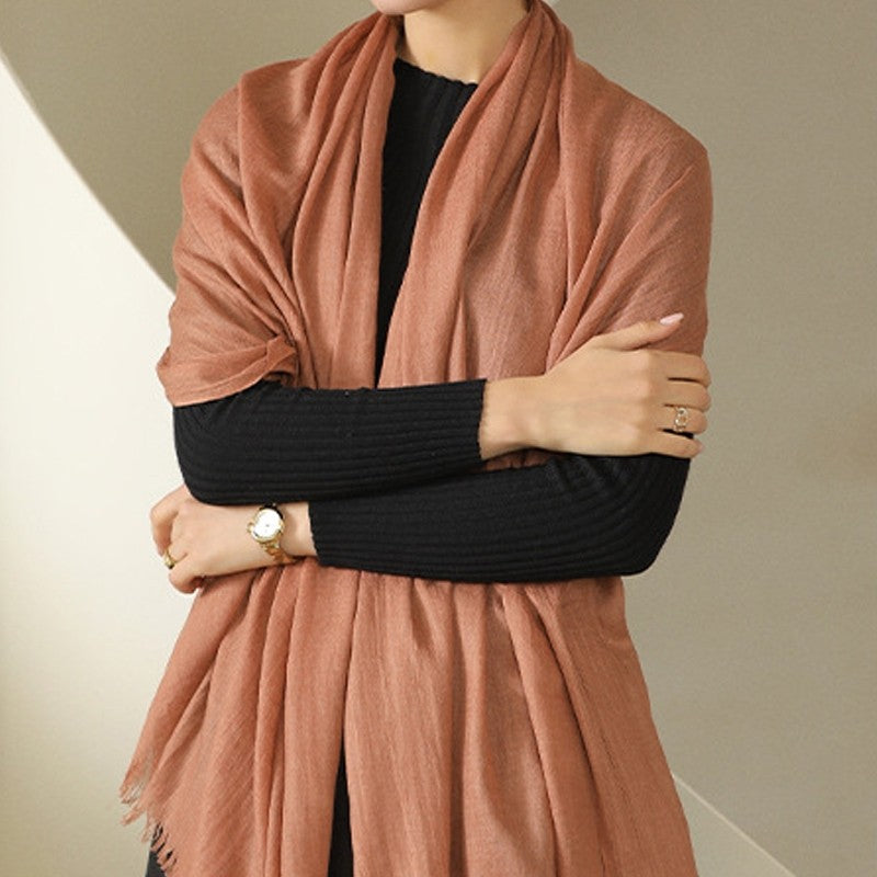 Solid Color Cotton And Linen Beach Long Scarf