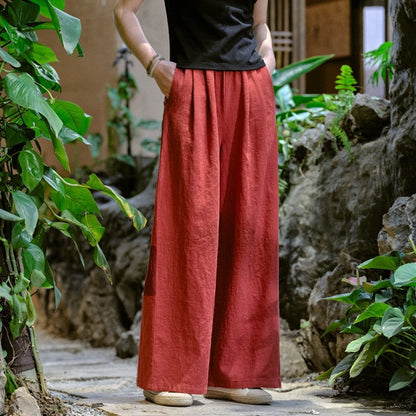 Lightweight Solid Color Casual Wide Leg Pants