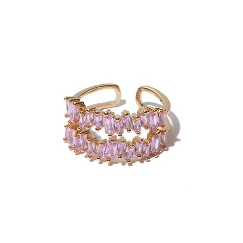 Colorful Zircon Layered Adjustable Ring