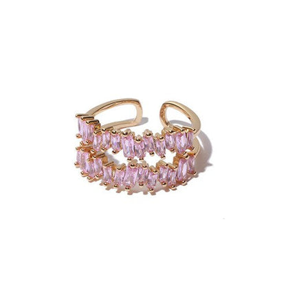 Colorful Zircon Layered Adjustable Ring