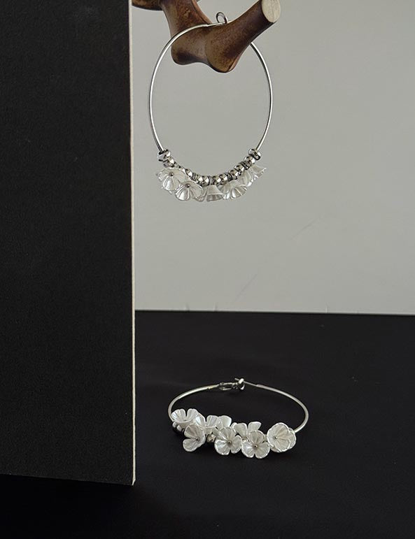 Acrylic Floral Simple Sweet Hoop Earrings