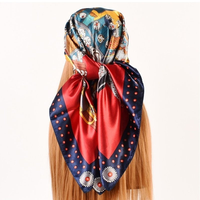 Fashion Printed Square Satin Head Scarf