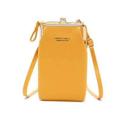 PU Leather Solid Color Large Capacity Purse One Shoulder Crossbody Cell Phone Bag