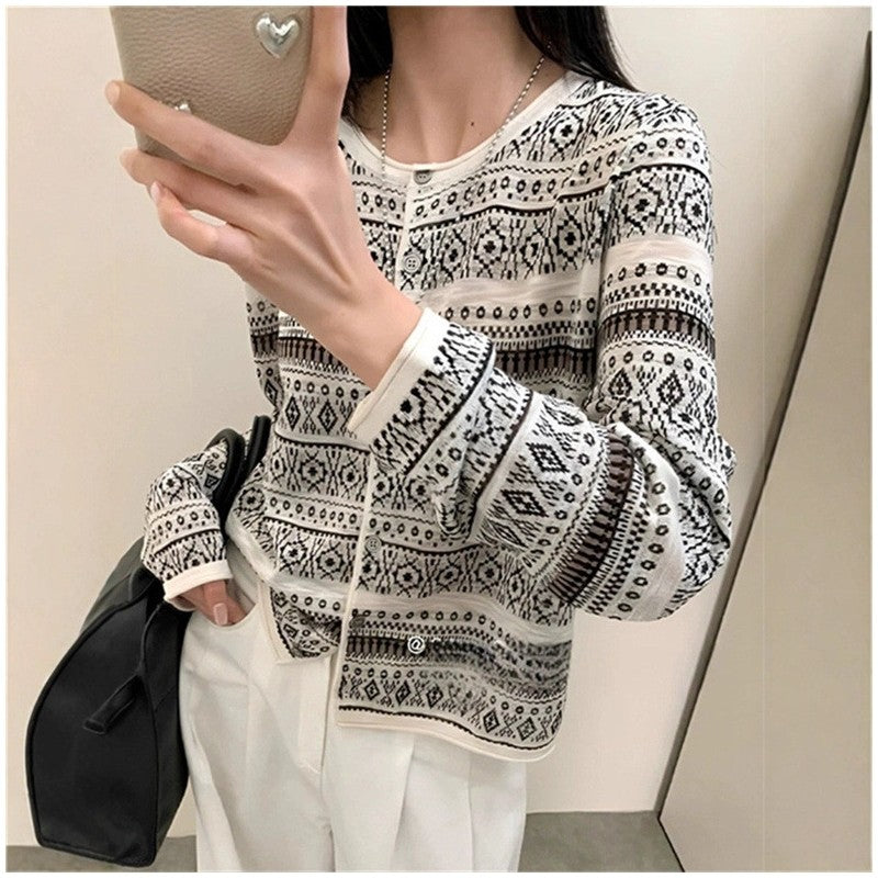 New Versatile Jacquard Knit Cardigan
