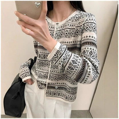 New Versatile Jacquard Knit Cardigan