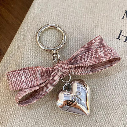 Plaid Bow Love Pendant Bag Charm