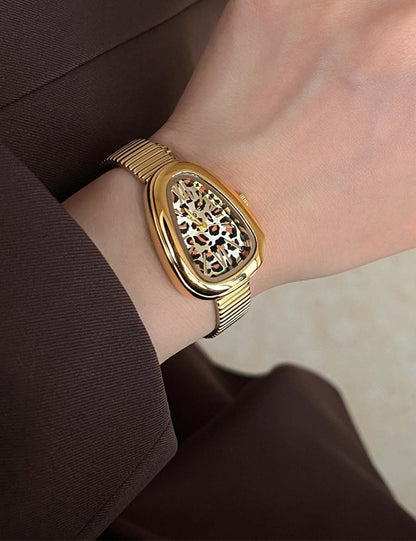 Retro Leopard Print Dial Quartz Wrist Watch