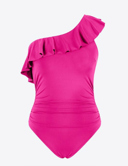 One Shoulder Ruffle One Piece Swimwear