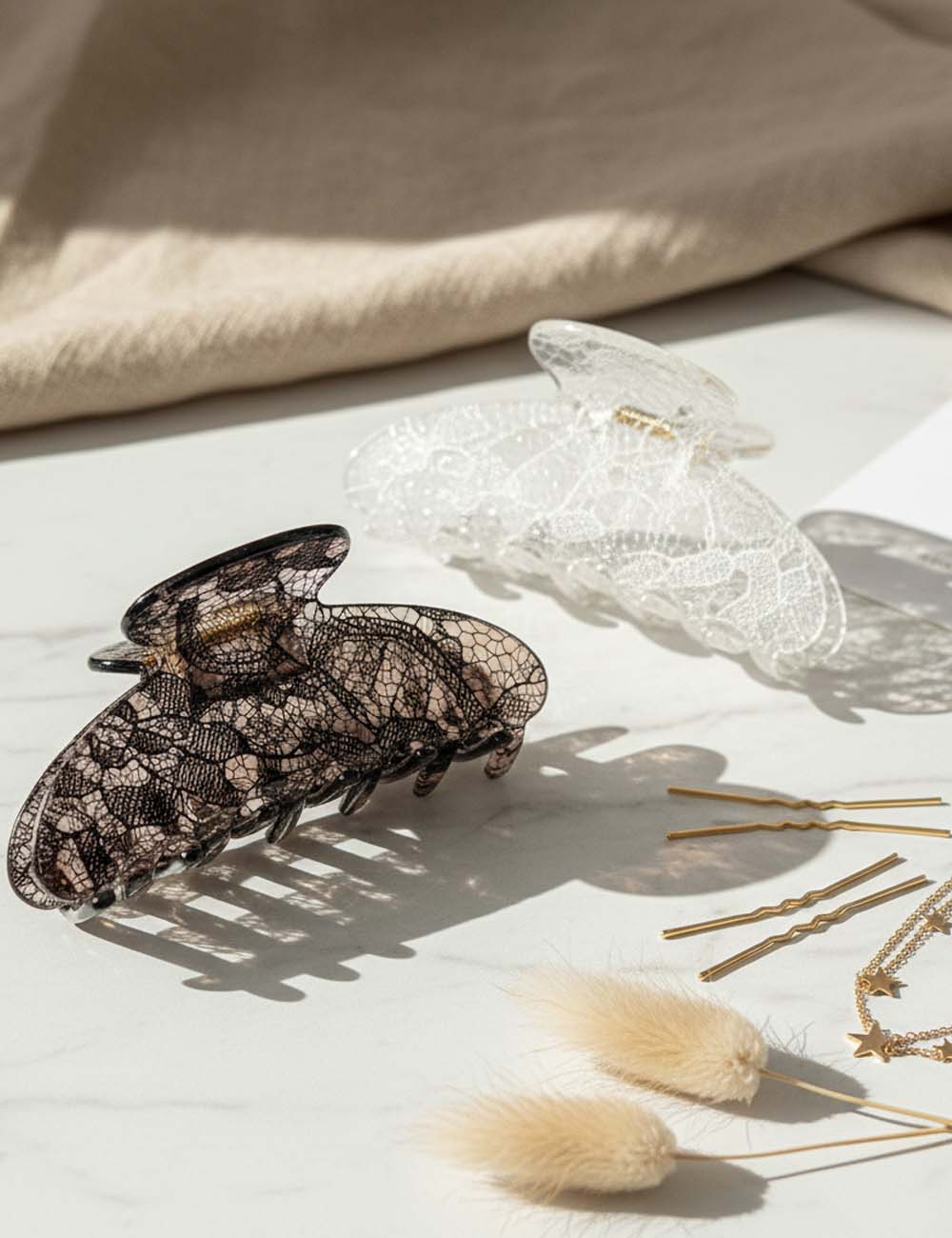 Elegant Lace Solid Color Hair Claw Clip