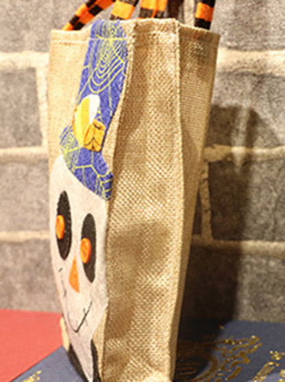 Halloween Burlap Pumpkin Tote Bag