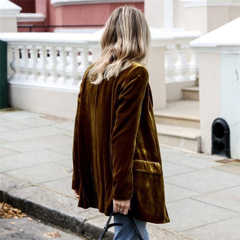 Velvet Longline Suit Blazer Cardigan