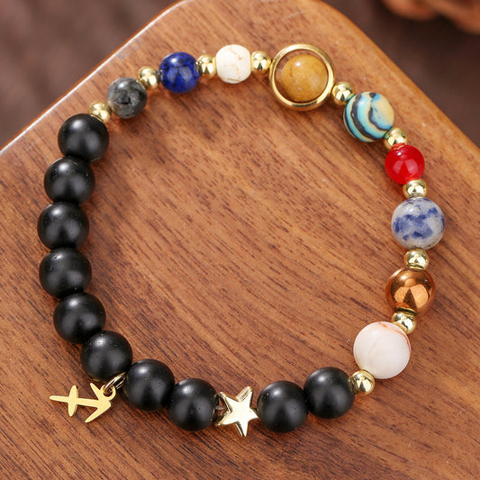 Fashion 12 Constellation Handmade Beaded Bracelet with Stainless Steel and Alloy