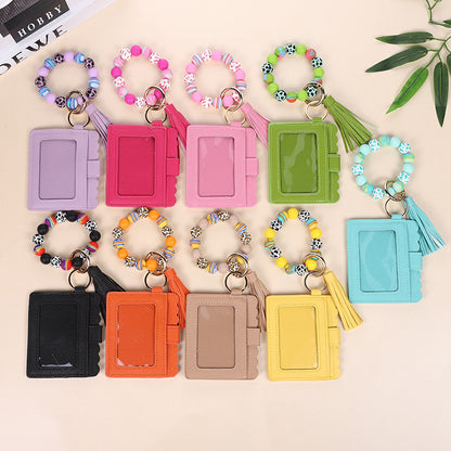 Fashion Printed Silicone Bead Tassels Bracelet Wallet