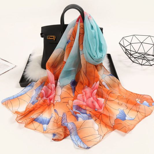 Elegante bufanda larga con estampado de flores para mujer