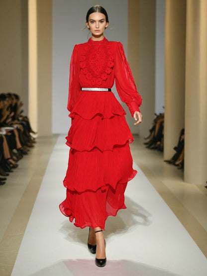 Vestido largo retro elegante de encaje bordado