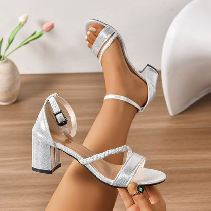 Women Fashion Sexy Solid Color Peep-Toe Heels