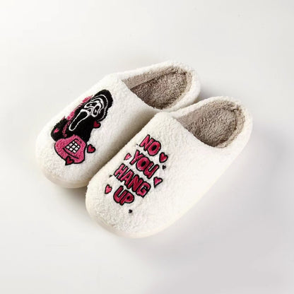 Pantuflas cálidas de algodón para Halloween e invierno para mujer