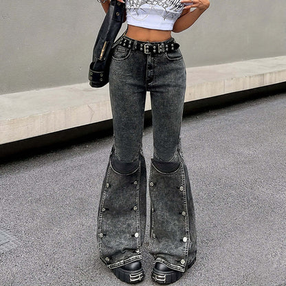 Street Women Fashion Detachable Snapped Jeans