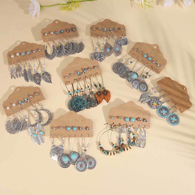 Pendientes bohemios multicolores con forma de corazón