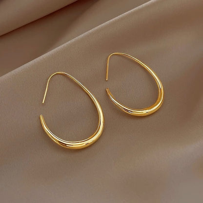 Exaggerated Elliptical Copper Earrings
