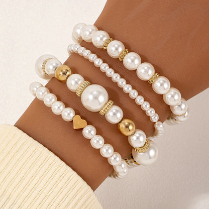 Conjunto de pulseras de perlas de amor de moda para mujer