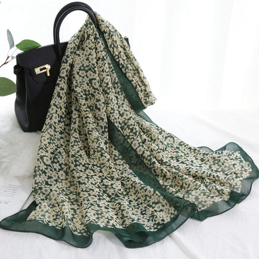 Elegante bufanda de gasa con estampado floral para mujer