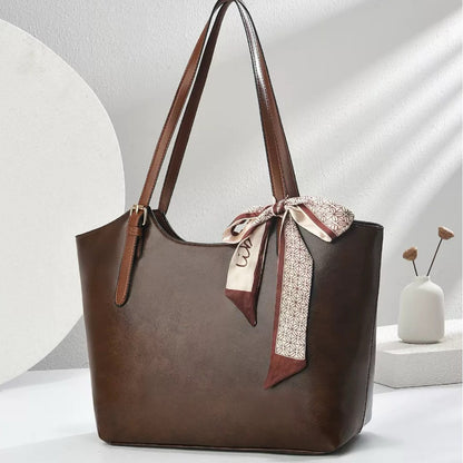 Women Vintage Oil Waxed Leather Tote Bag