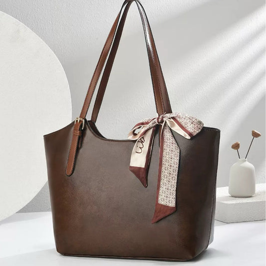 Women Vintage Oil Waxed Leather Tote Bag