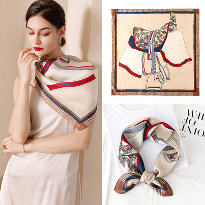 Bufanda cuadrada con estampado de doble cara de moda de verano para mujer