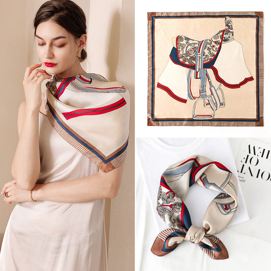 Bufanda cuadrada con estampado de doble cara de moda de verano para mujer