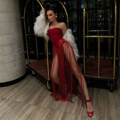 Vestido tubo sexy de color sólido con empalme para mujer