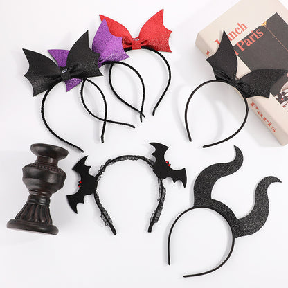 Bandeau de chauve-souris imitation paillettes d'Halloween en cuir PU