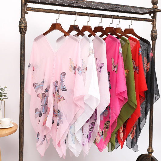 Chal de verano con estampado de mariposas para mujer
