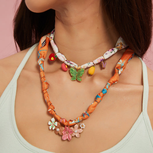 Collar con colgante de mariposa floral multifuncional de moda para mujer
