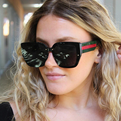 Gafas de sol grandes con montura poligonal retro para mujer: gafas de sol de gran tamaño a la moda