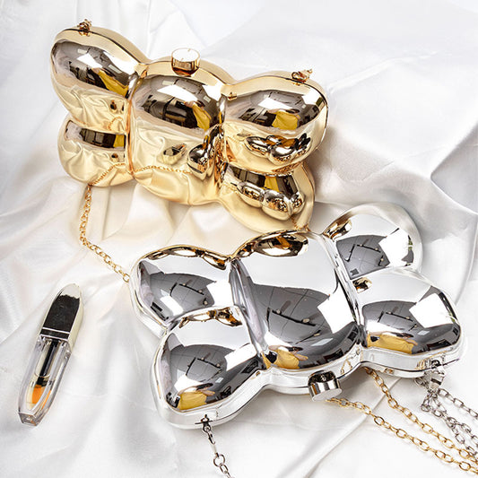 Fashion Women Acrylic Bow Clutch Crossbody Bag