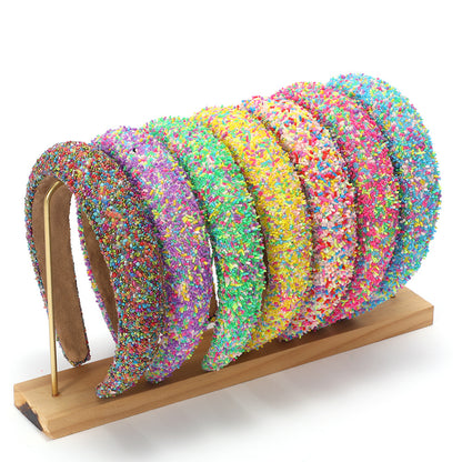 Banda para el cabello de ala ancha multicolor de moda para mujer