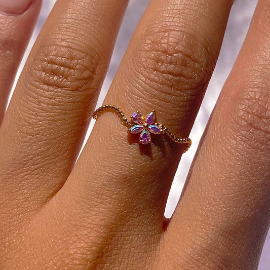 Flower Shaped Copper Plated Wave Ring