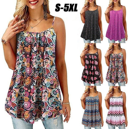 Vestido holgado informal sin mangas con estampado floral bohemio de verano para mujer, talla grande