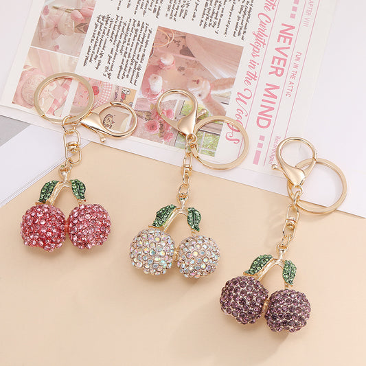 Creative Rhinestone Cherry Fruit Key Chain