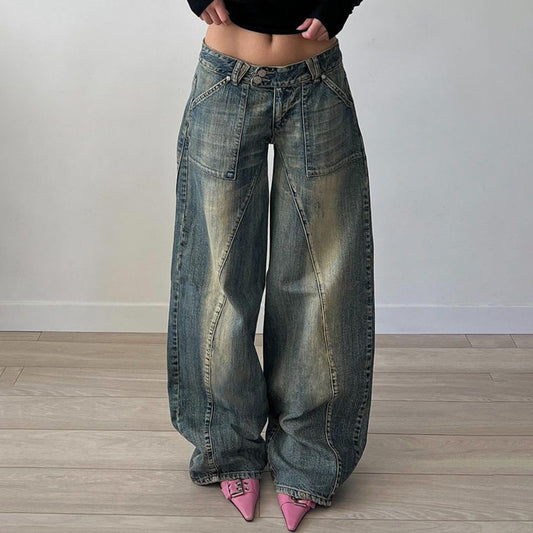Street Women Vintage Loose Wide-Leg Jeans