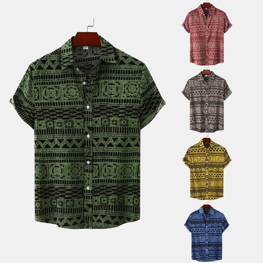 Men Casual Vacation 3D Print Short Sleeve Shirt