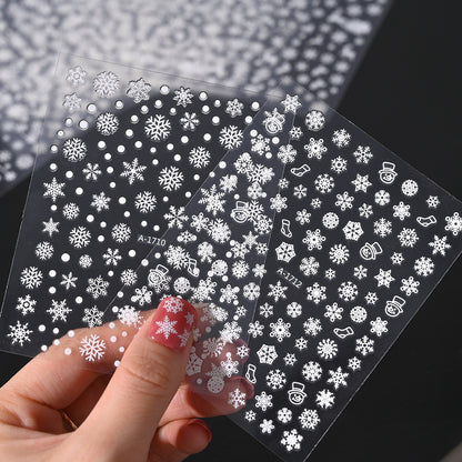 Pegatinas navideñas de copos de nieve para uñas