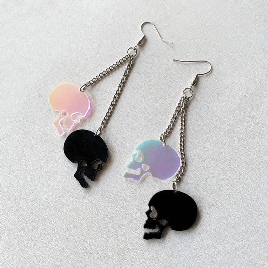 Pendientes de borlas de calavera acrílica de moda para Halloween para mujer