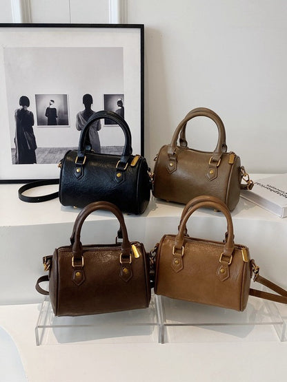 Women Round Boston Design Retro Handbag