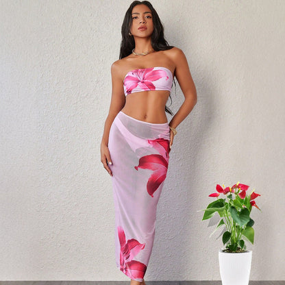 Maillot de bain 3 pièces sexy à imprimé floral pour femme